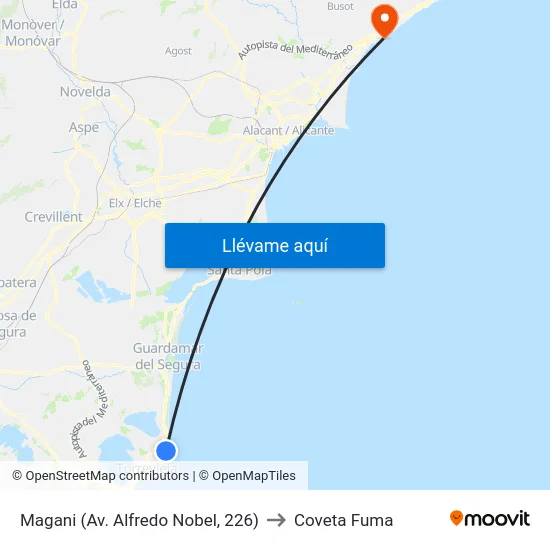 Magani (Av. Alfredo Nobel, 226) to Coveta Fuma map