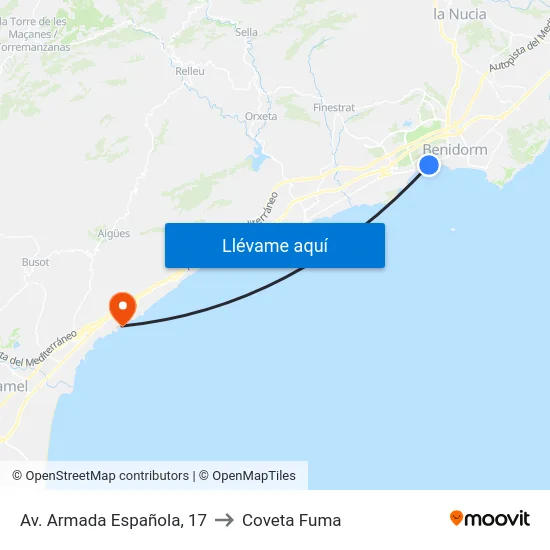 Av. Armada Española, 17 to Coveta Fuma map