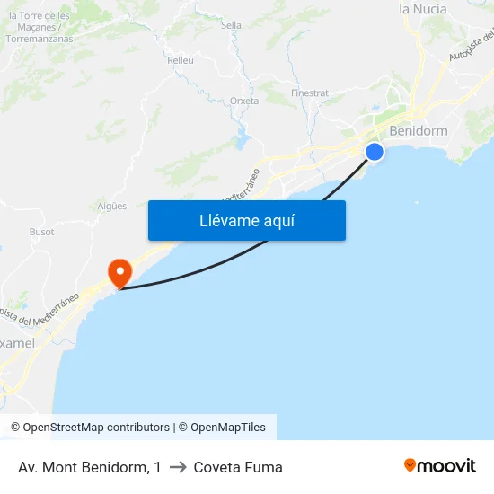 Av. Mont Benidorm, 1 to Coveta Fuma map