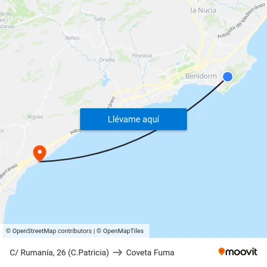 C/ Rumanía, 26 (C.Patricia) to Coveta Fuma map
