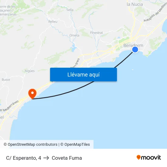 C/ Esperanto, 4 to Coveta Fuma map