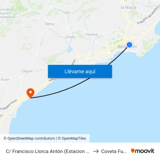 C/ Francisco Llorca Antón (Estacion Bus) to Coveta Fuma map