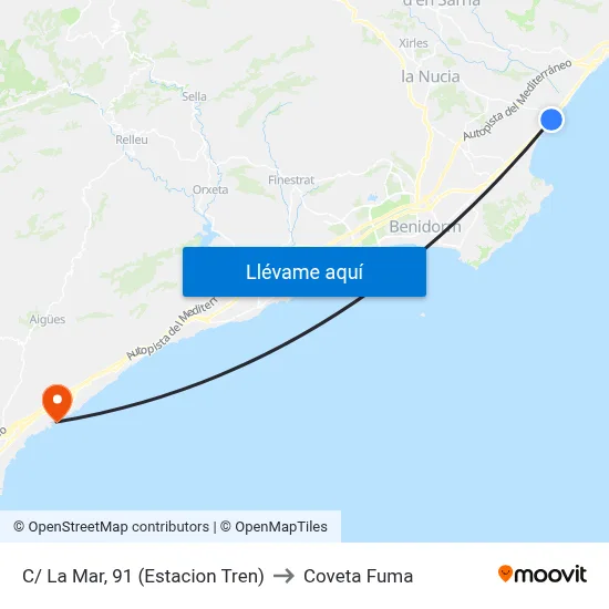 C/ La Mar, 91 (Estacion Tren) to Coveta Fuma map