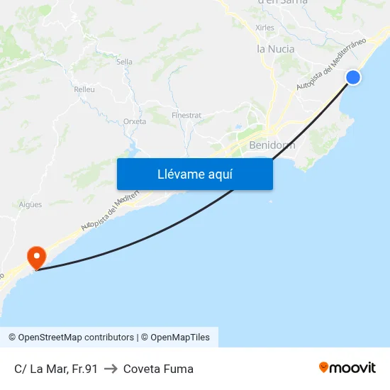 C/ La Mar, Fr.91 to Coveta Fuma map