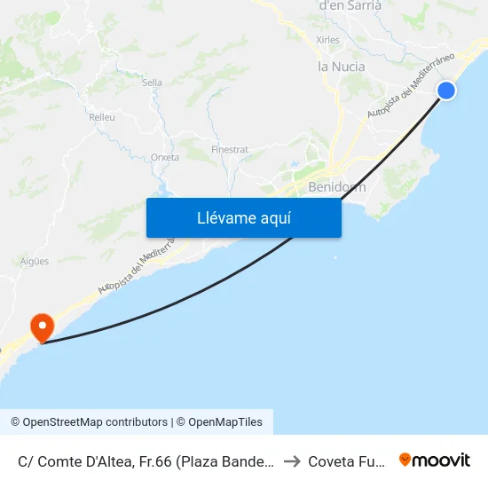 C/ Comte D'Altea, Fr.66 (Plaza Banderas) to Coveta Fuma map