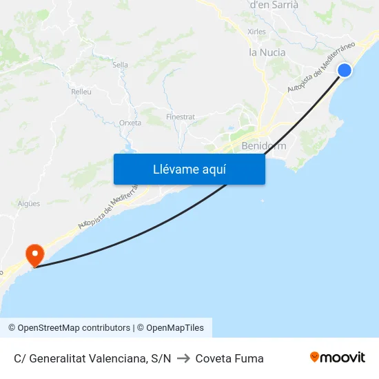 C/ Generalitat Valenciana, S/N to Coveta Fuma map