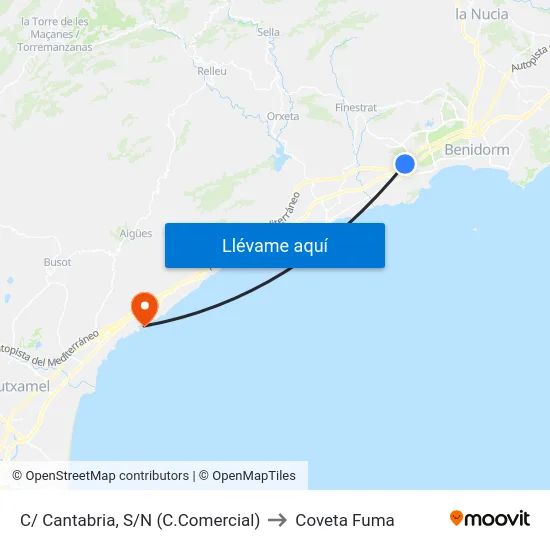 C/ Cantabria, S/N (C.Comercial) to Coveta Fuma map