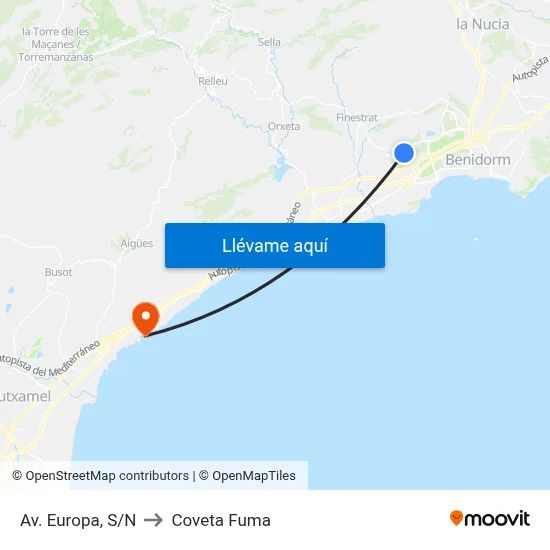 Av. Europa, S/N to Coveta Fuma map