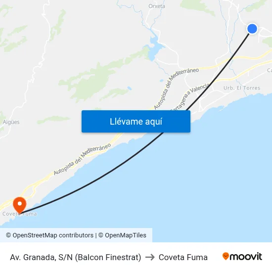 Av. Granada, S/N (Balcon Finestrat) to Coveta Fuma map