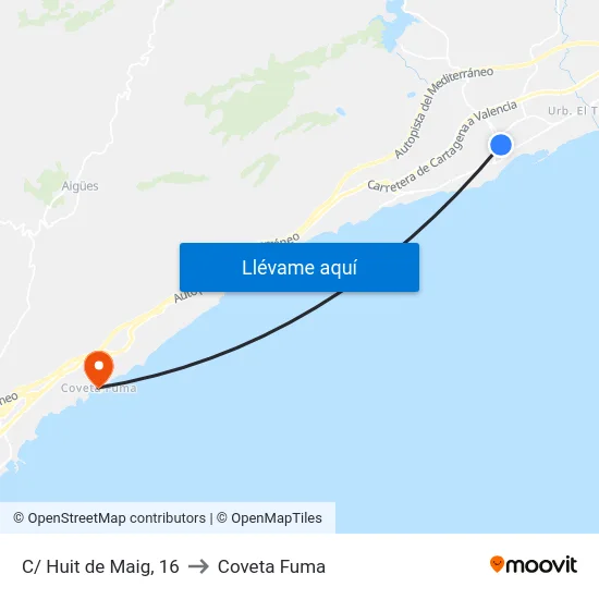 C/ Huit de Maig, 16 to Coveta Fuma map