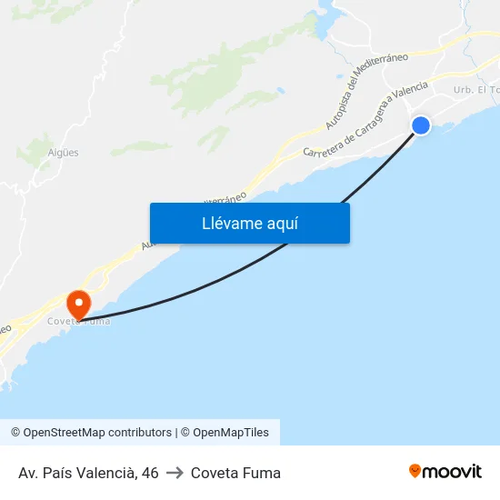 Av. País Valencià, 46 to Coveta Fuma map