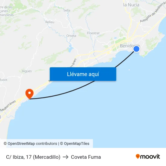 C/ Ibiza, 17 (Mercadillo) to Coveta Fuma map