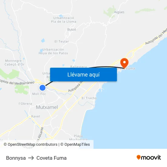 Bonnysa to Coveta Fuma map