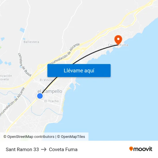 Sant Ramon 33 to Coveta Fuma map