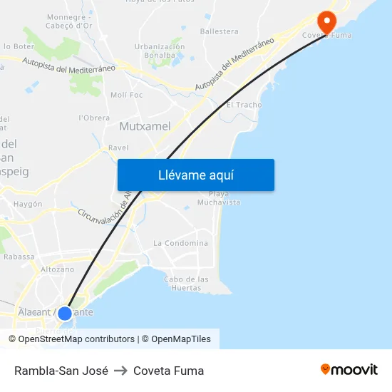 Rambla-San José to Coveta Fuma map