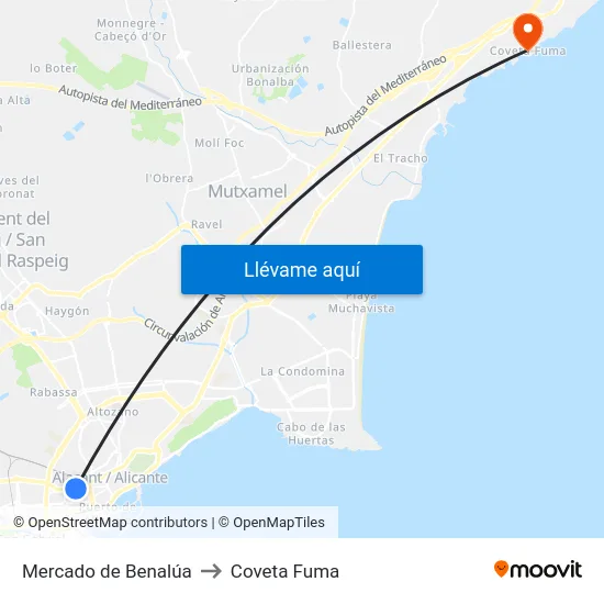 Mercado de Benalúa to Coveta Fuma map