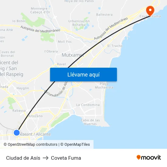 Ciudad de Asís to Coveta Fuma map