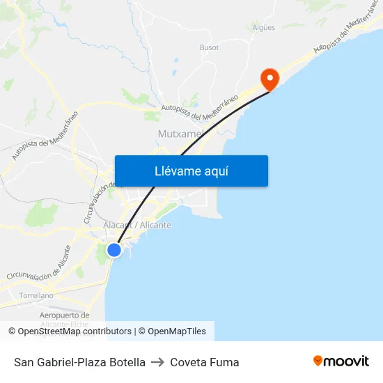 San Gabriel-Plaza Botella to Coveta Fuma map