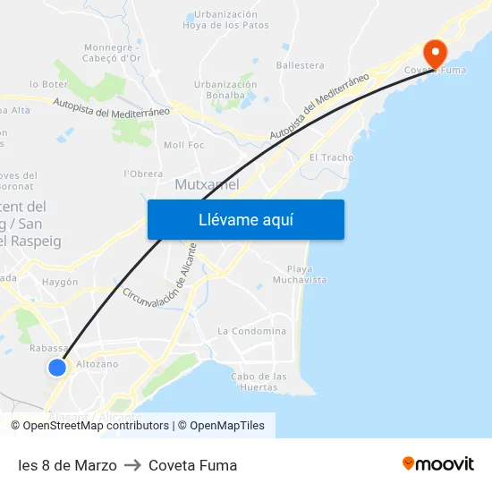 Ies 8 de Marzo to Coveta Fuma map