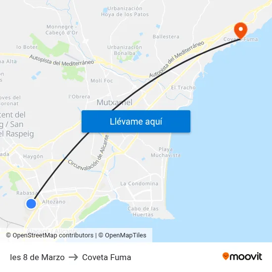 Ies 8 de Marzo to Coveta Fuma map