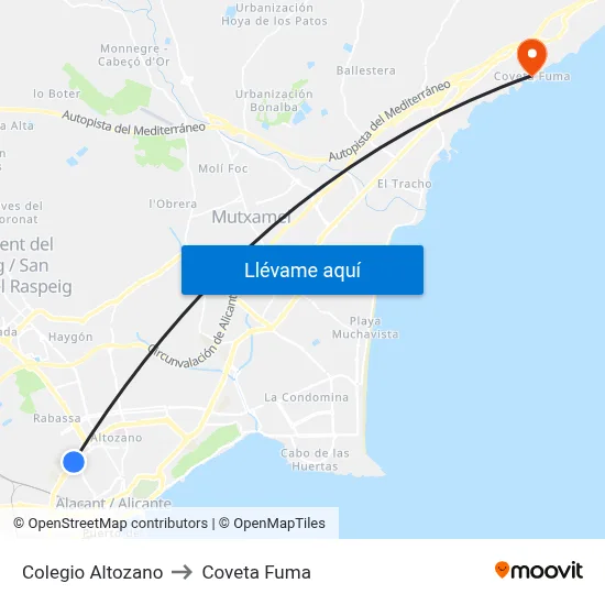 Colegio Altozano to Coveta Fuma map
