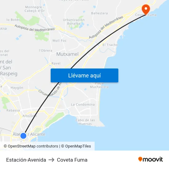 Estación-Avenida to Coveta Fuma map
