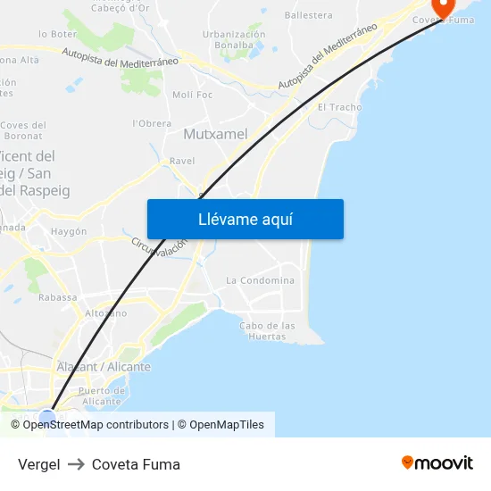 Vergel to Coveta Fuma map