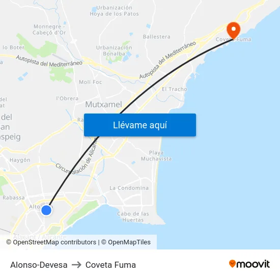 Alonso-Devesa to Coveta Fuma map