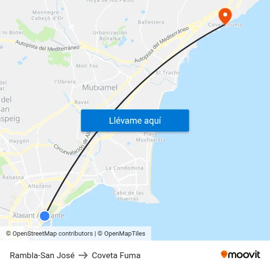 Rambla-San José to Coveta Fuma map