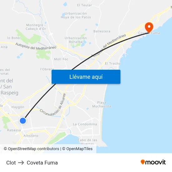 Clot to Coveta Fuma map