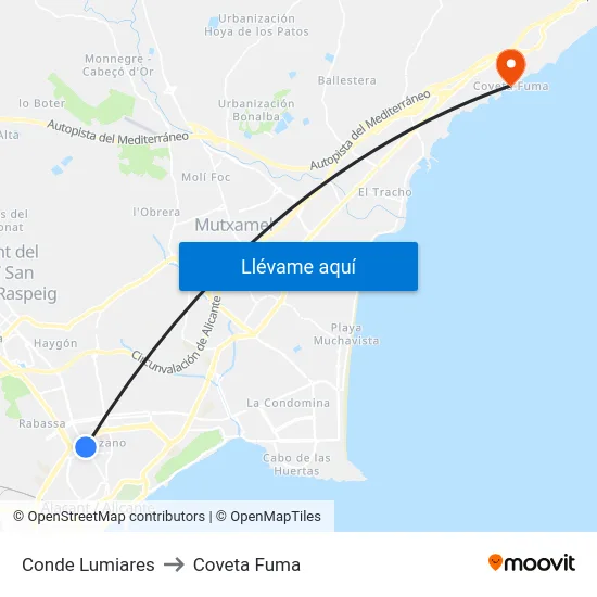 Conde Lumiares to Coveta Fuma map