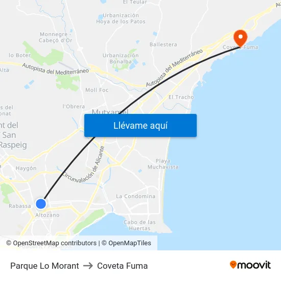 Parque Lo Morant to Coveta Fuma map