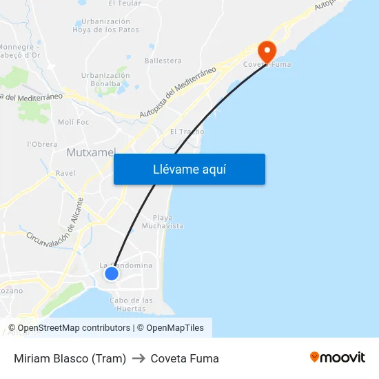 Miriam Blasco (Tram) to Coveta Fuma map