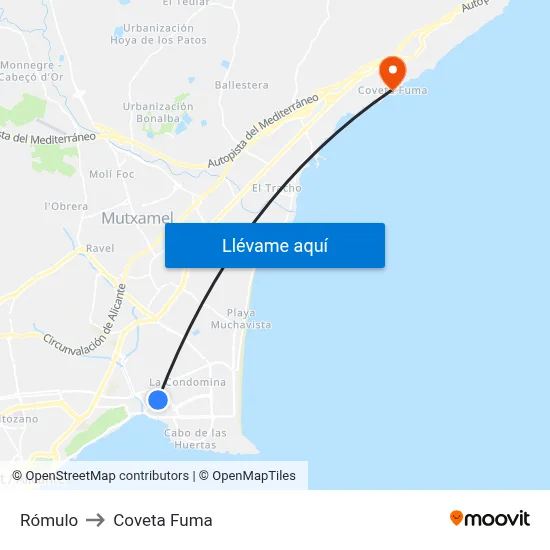 Rómulo to Coveta Fuma map