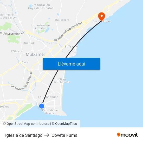 Iglesia de Santiago to Coveta Fuma map