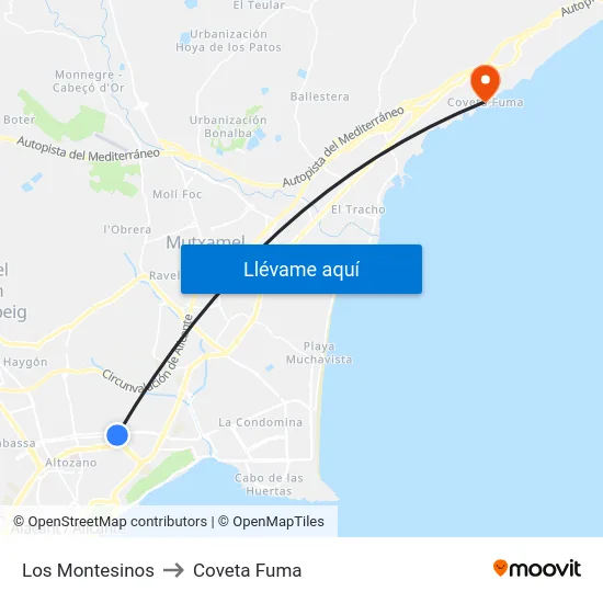 Los Montesinos to Coveta Fuma map