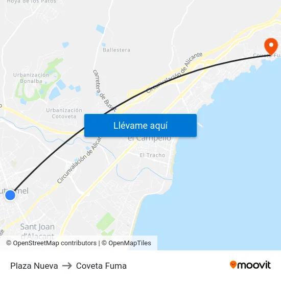 Plaza Nueva to Coveta Fuma map