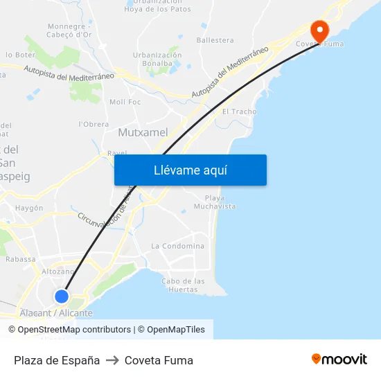 Plaza de España to Coveta Fuma map