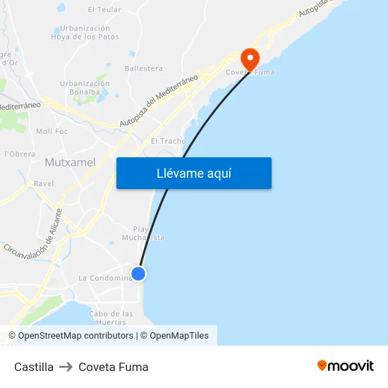 Castilla to Coveta Fuma map