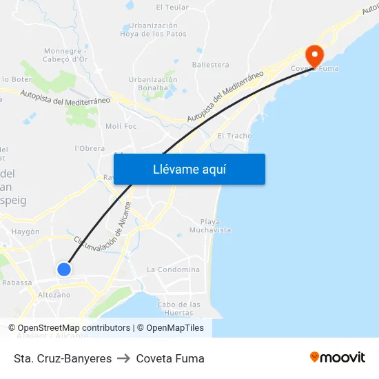 Sta. Cruz-Banyeres to Coveta Fuma map