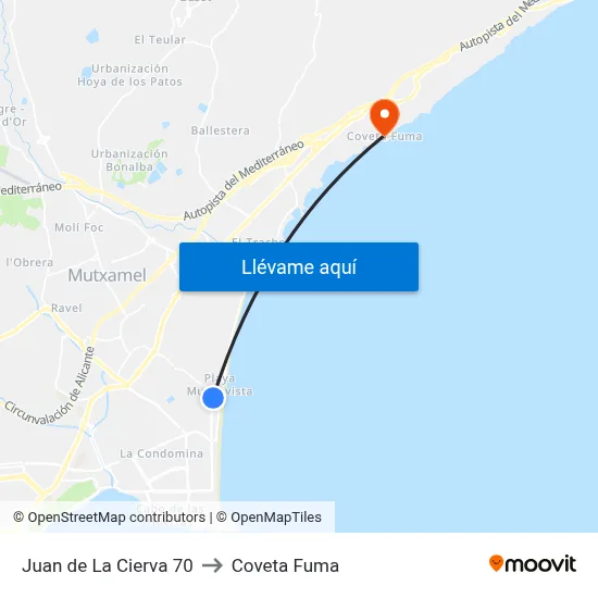 Juan de La Cierva 70 to Coveta Fuma map