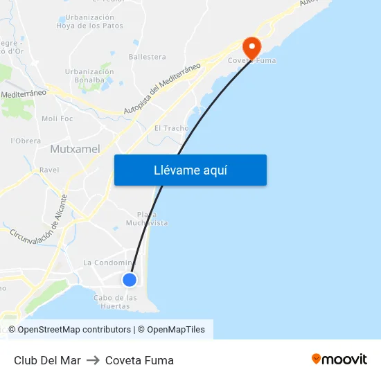 Club Del Mar to Coveta Fuma map