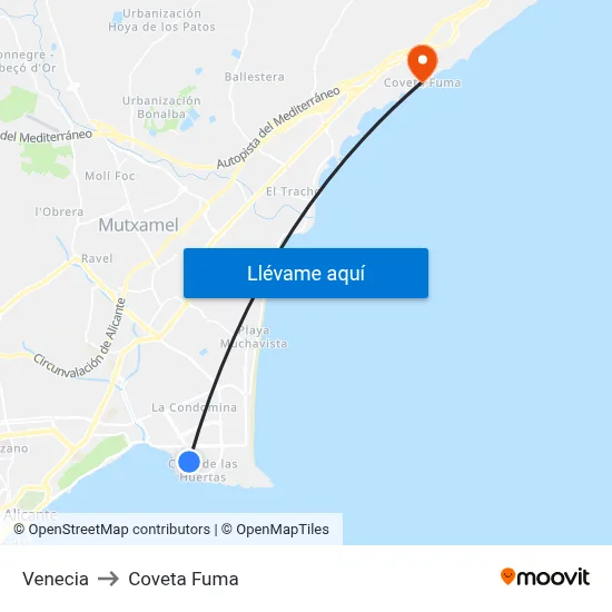 Venecia to Coveta Fuma map