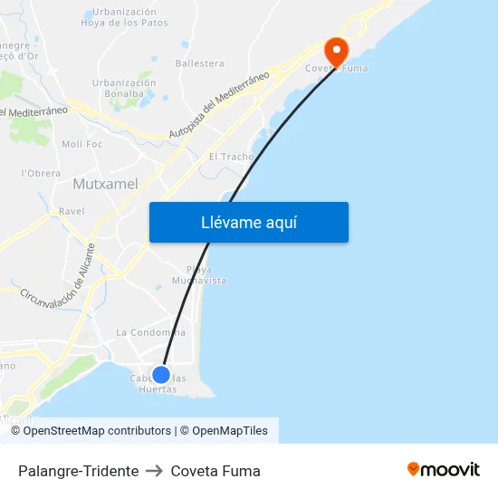 Palangre-Tridente to Coveta Fuma map