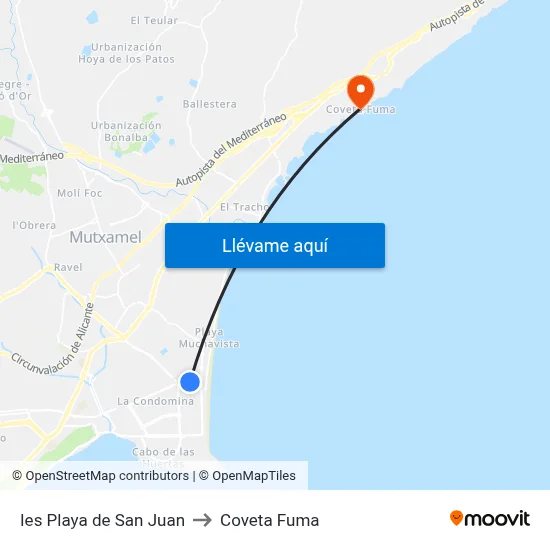 Ies Playa de San Juan to Coveta Fuma map
