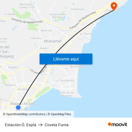 Estación-Ó. Esplá to Coveta Fuma map