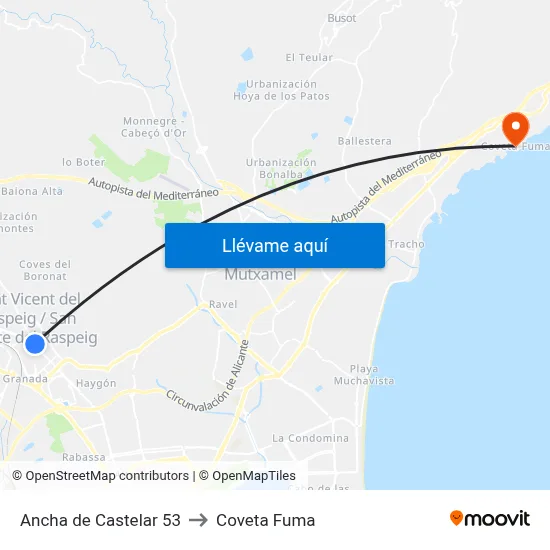 Ancha de Castelar 53 to Coveta Fuma map