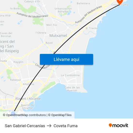 San Gabriel-Cercanías to Coveta Fuma map
