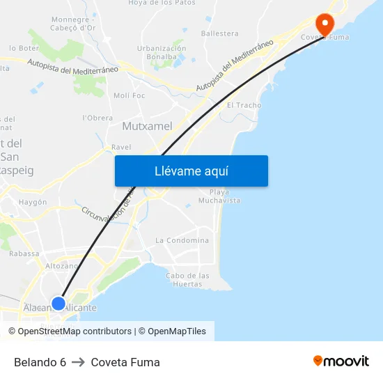 Belando 6 to Coveta Fuma map