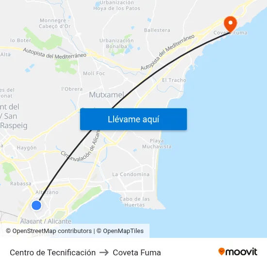Centro de Tecnificación to Coveta Fuma map